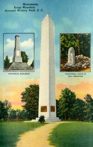 Monumenten, Kings Mountain. Nationaal Militair Park, S.C.
