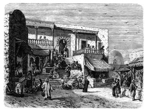 Moors koffiehuis in Sidi Bou Said, Tunis, ca. 1890 door Unbekannt