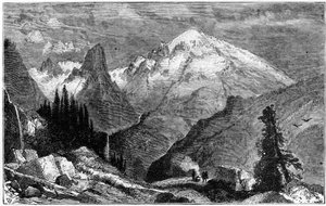 Mount Shasta, noordelijke piek van de Sierra Nevada, Californië, VS, ca. 1870 door Unbekannt