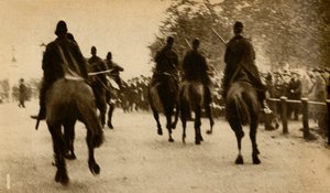 Bereden politie die betogers met knuppels chargeert, Means Test-protesten, Hyde Park, Londen, 1932-1933