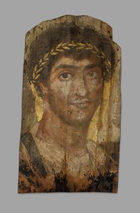 Mummieportret van een man met een lauwerkrans, Fayum, begin tot midden 2e eeuw door Unbekannt