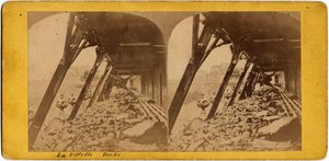 Gemeente Parijs (1871): uitzicht op de kades van de Villette. Anonieme fotografie. Afdruk op karton. Dim. 17x6 cm
