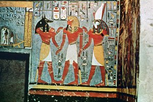 Muurschildering uit de graven van de edelen, Thebe, Luxor, Egypte door Unbekannt
