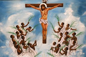 Namugongo katholieke martelaren heiligdom, Kampala. Kerkfresco, 20160217, Kampala, Oeganda door Unbekannt