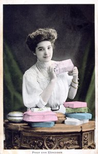Nieuwjaarsgeschenk, Franse ansichtkaart, c1900 door Unbekannt