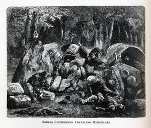 Adel plundert reizende kooplieden, 1882 door Unbekannt