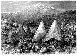 Noord-Amerikaanse Indianenkamp in Oklahoma, 1889
