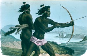 Noord-Amerikaanse San Francisco Indianen jagen met bogen en pijlen, c1840