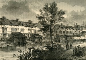 Oude huizen in London Street, Dockhead, circa 1810 door Unbekannt