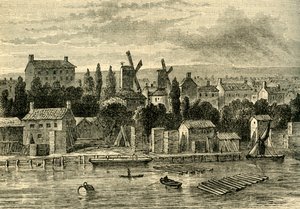 Oude Windmolens bij Lambeth, ca. 1750, ca. 1878 door Unbekannt