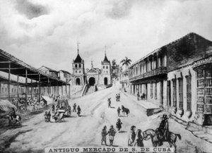 Oude markt van Santiago de Cuba door Unbekannt