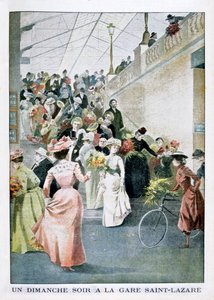 Een zondagavond op het Saint Lazare Station, 1901 door Unbekannt
