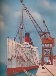 Een van de meest populaire trans-Atlantische lijnschepen, de Mauretania in Southampton, 1937