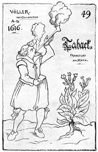 Een van de vroegste illustraties van roken, 1616, 1890 door Unbekannt