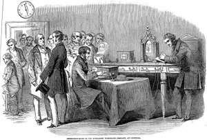 Opening van de telegraafverbinding Londen-Parijs, 1852