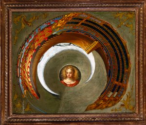 Optische illusies Anamorf schilderij van een schip, c 1744-1774
