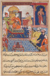 Pagina uit Verhalen van een papegaai Tuti-nama: Achtste nacht: De jonge prins vertelt..., 1558-1560
