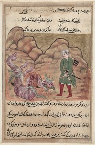 Pagina uit Verhalen van een Papegaai Tuti-nama: Tweeënvijftigste nacht: De zoon van de vrome man..., c. 1560 door Unbekannt