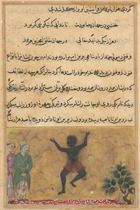 Pagina uit Verhalen van een papegaai Tuti-nama: Tweeëntwintigste nacht: De hofnar, ca. 1560