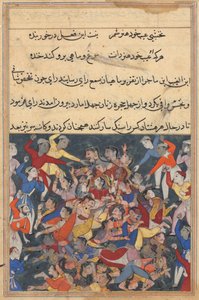 Pagina uit Verhalen van een papegaai Tuti-nama: Drieëntwintigste nacht: De veertig vrouwen..., ca. 1560 door Unbekannt