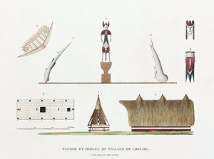 Pagode en afgoden uit het dorp Likiliki door Unbekannt