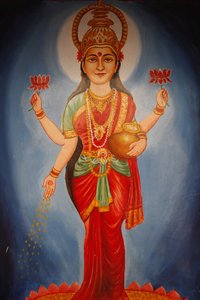 Schilderij die godin Lakshmi uitbeeldt, Haridwar, India door Unbekannt