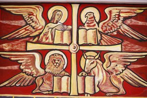 Schilderij in Lome kathedraal: evangelisten, Lome, Togo door Unbekannt