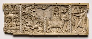 Paneel van een Kist met Scènes uit Hofromances, 1330-1350 of later door Unbekannt