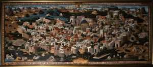 Panoramisch uitzicht op Palestina met de stad Jeruzalem door Unbekannt