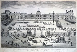 Parade van de troepen tijdens de Grote Parade, Tuilerieënpaleis, 19e eeuw door Unbekannt