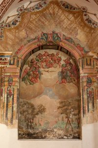 Parochiekerk (Iglesia de San Agustín). Interieur. Een kapel. Muurschilderingen. School van Zurbaran. Barok. 17e eeuw. door Unbekannt