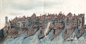 Deel van de Oude London Bridge, c1600 door Unbekannt