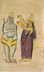 Parvati Plaatst een Bruiloftskrans op Shiva, 1800s door Unbekannt
