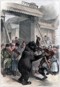 Optredende beer in een Russisch dorp, 1877