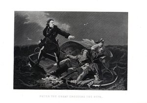 Peter de Grote steekt de Neva over, 1882 door Unbekannt