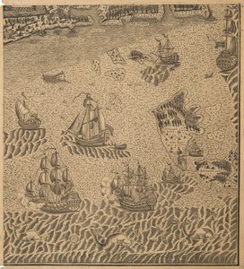 Vloot van Peter de Grote in de Onega-baai, ca. 1707 door Unbekannt
