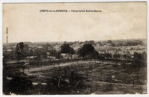 Picardië, Aisne (02), Crepy in Laonnois (Crepy-en-Laonnois): panorama van Notre-Dame - Ansichtkaart eind 19e-begin 20e eeuw door Unbekannt
