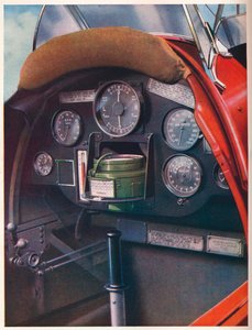 Cockpit van een Tiger Moth uitgerust voor blind vliegen, c1936