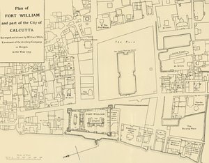 Plan van Fort William en een deel van de stad Calcutta