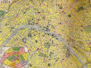Plan van Parijs - Centraal District van de Stad van het Licht, ca. 1930s door Unbekannt