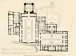 Plattegrond van het Alhambra Paleis in Granada, 19e eeuw, 1907 door Unbekannt