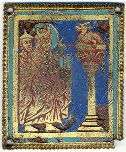 Plaquette met Mozes, Aaron en de koperen slang door Unbekannt