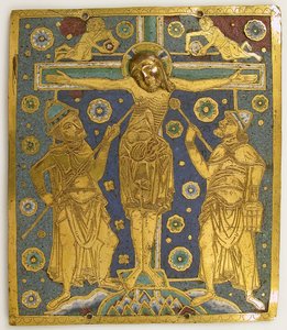 Plaquette met de kruisiging tussen Longinus en Stephaton en personificaties..., Duits, ca. 1200
