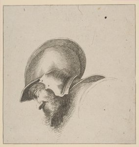 Plaat 10: hoofd van een soldaat, uit Tekening Basics I principii del disegno, na 1641 door Unbekannt