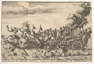 Plaat 16: Schip van Muzikanten met de Zeegod Glaucus en Tritons door Unbekannt