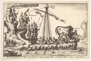 Plaat 8: Polyphemus en Palemonius geleid door Ceres Polifemo e Palemonio Argonauti condotti d... door Unbekannt
