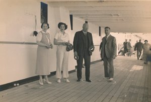 Quoits spelen aan boord van de SS Arandora Star, 1936