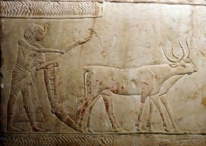 Ploegen van een Egyptische stele, 18e dynastie, 1332 v.Chr.-1323 v.Chr. door Unbekannt