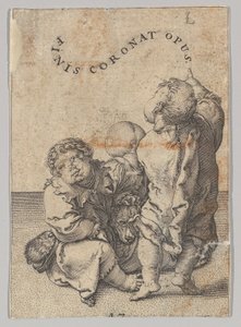 Dichter Vergilius opgehangen in een mand, detail kopie door Unbekannt