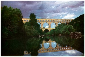 Pont du Gard, Romeins aquaduct, Nîmes, Frankrijk door Unbekannt